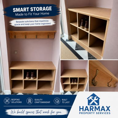 Hallway Storage Smart storage unit with shelves and hooks, ideal for home organisation.